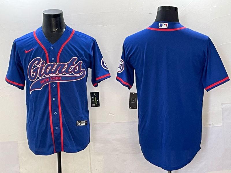 Men 2025 New York Giants Blank Blue Joint Name Nike Limited NFL Jersey style 01